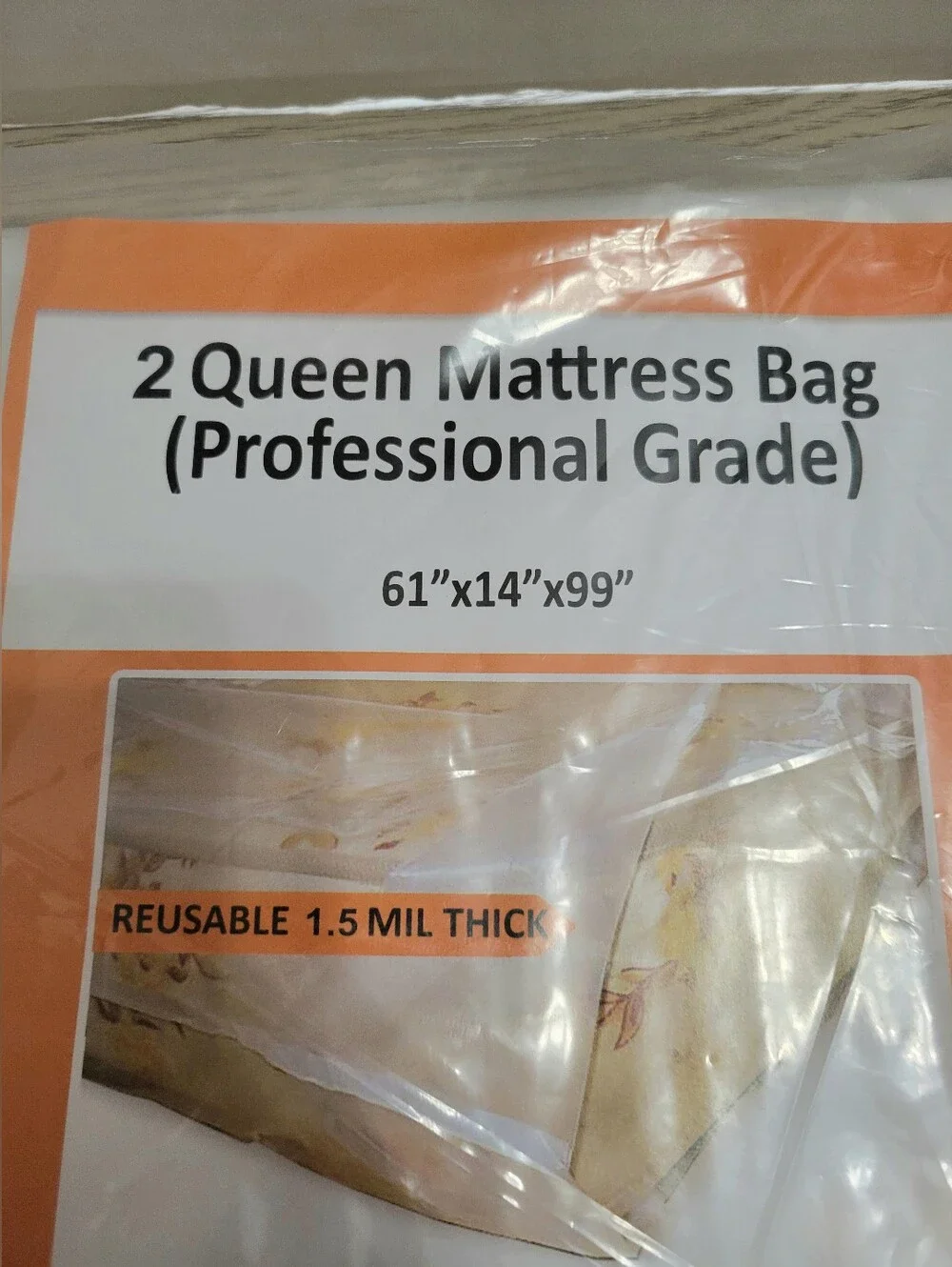 Professional Grade 1.5 mil Thick Queen Size Mattress Bags Moving 61